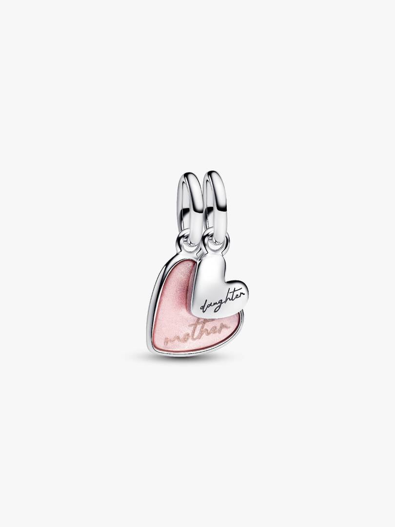 Splittable Mother & Daughter Double Dangle Charm S925 Sterling Silver