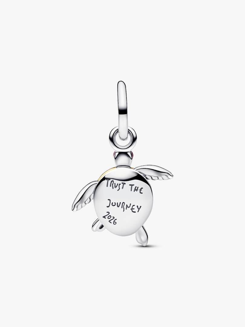 Pink Sea Turtle dangle charm Sterling Silver S925 Hallmarked Bracelet Charm | Gift for Her