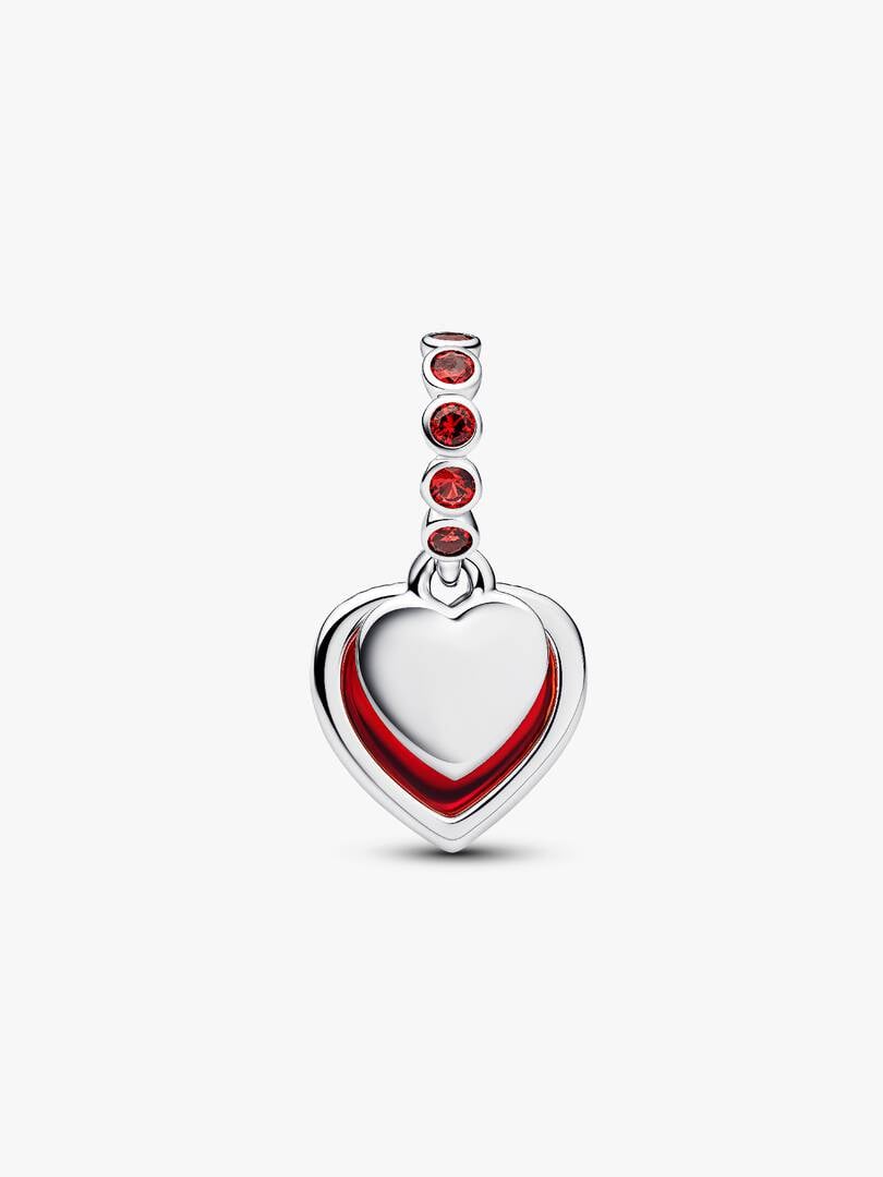 Red Murano Glass Heart Double Dangle Charm Sterling Silver S925 Hallmarked Bracelet Charm | Gift for Her