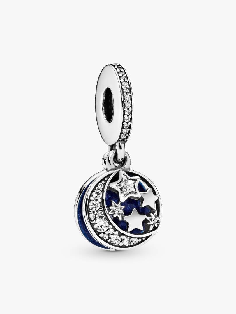 Moon & Star Vintage Night Sky Dangle Charm S925 Sterling Silver