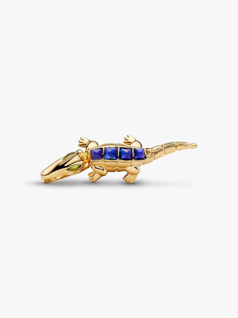 Gold Alligator Charm Sterling Silver S925 Hallmarked Bracelet Charm | Gift for Her