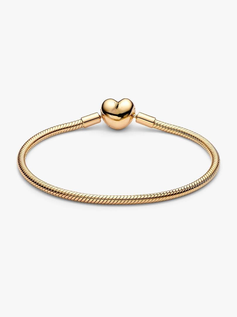 Gold Heart Clasp Snake Chain Bracelet Sterling Silver S925 Hallmarked Bracelet | Gift for Her