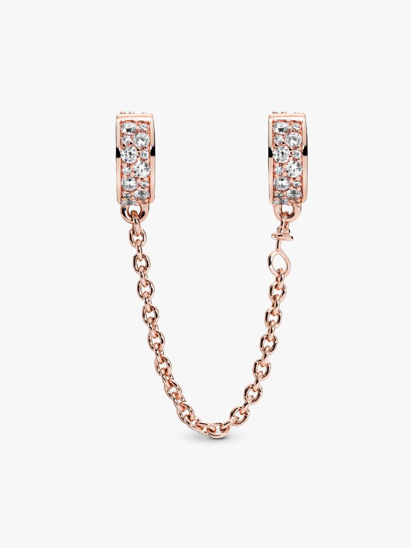Rose Gold Elegance Safety Chain Charm Hallmarked S925 Sterling Silver