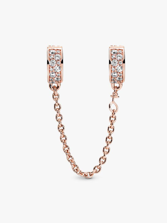 Rose Gold Elegance Safety Chain Charm S925 Sterling Silver