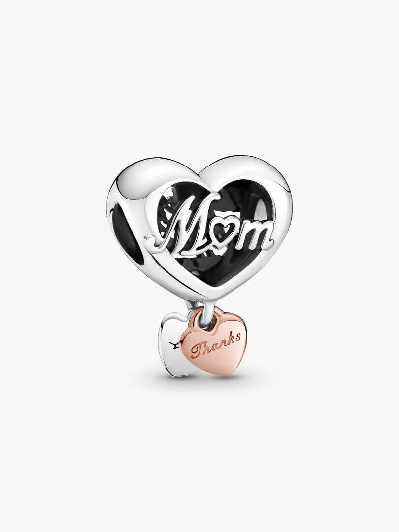 Thank you Mum Heart Dangle Charm S925 Sterling Silver