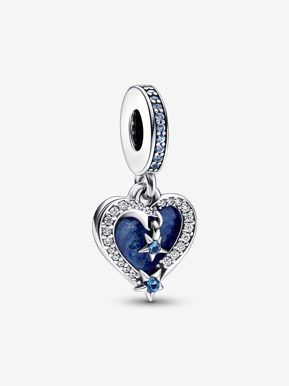 Celestial Shooting Star Heart Hallmarked S925 Sterling Silver Double Dangle Charm — Cosmic Jewellery Gift for Him or Her | Charm Bracelet