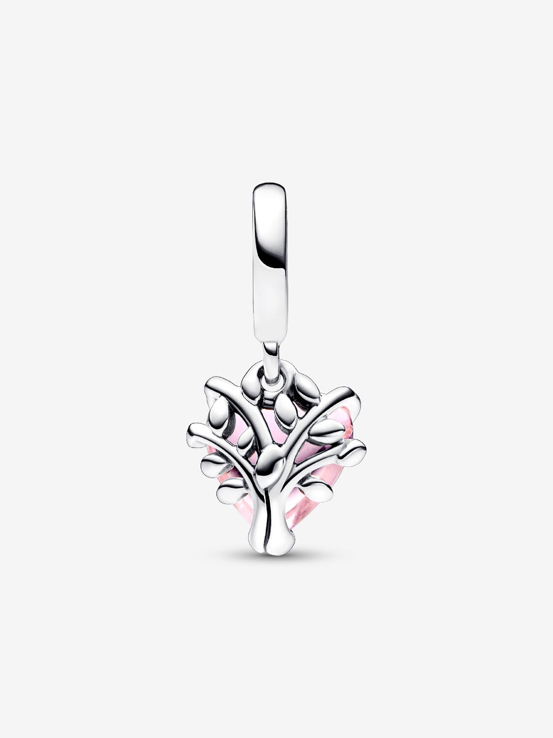 Pink Family Tree & Heart Hallmarked S925 Sterling Silver Dangle Charm — Family Jewellery Gift for Her | Charm Bracelet Compatible