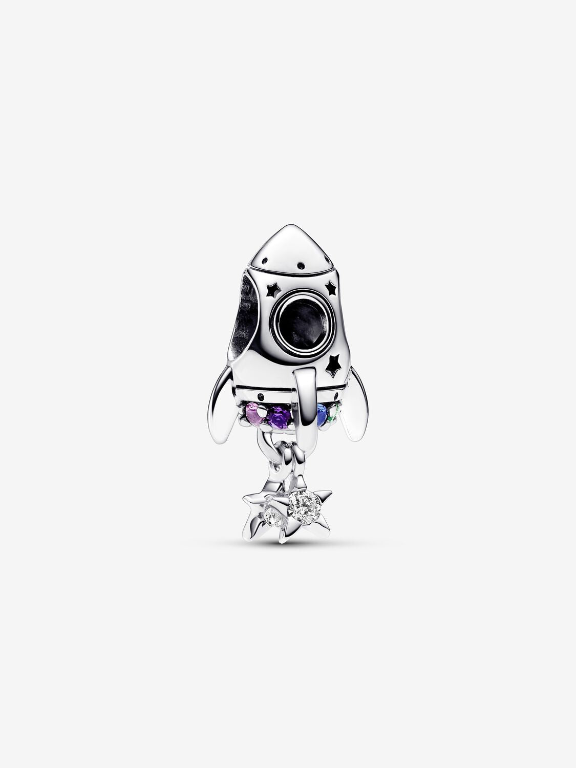 Space Love Rocket Charm Hallmarked S925 Sterling Silver