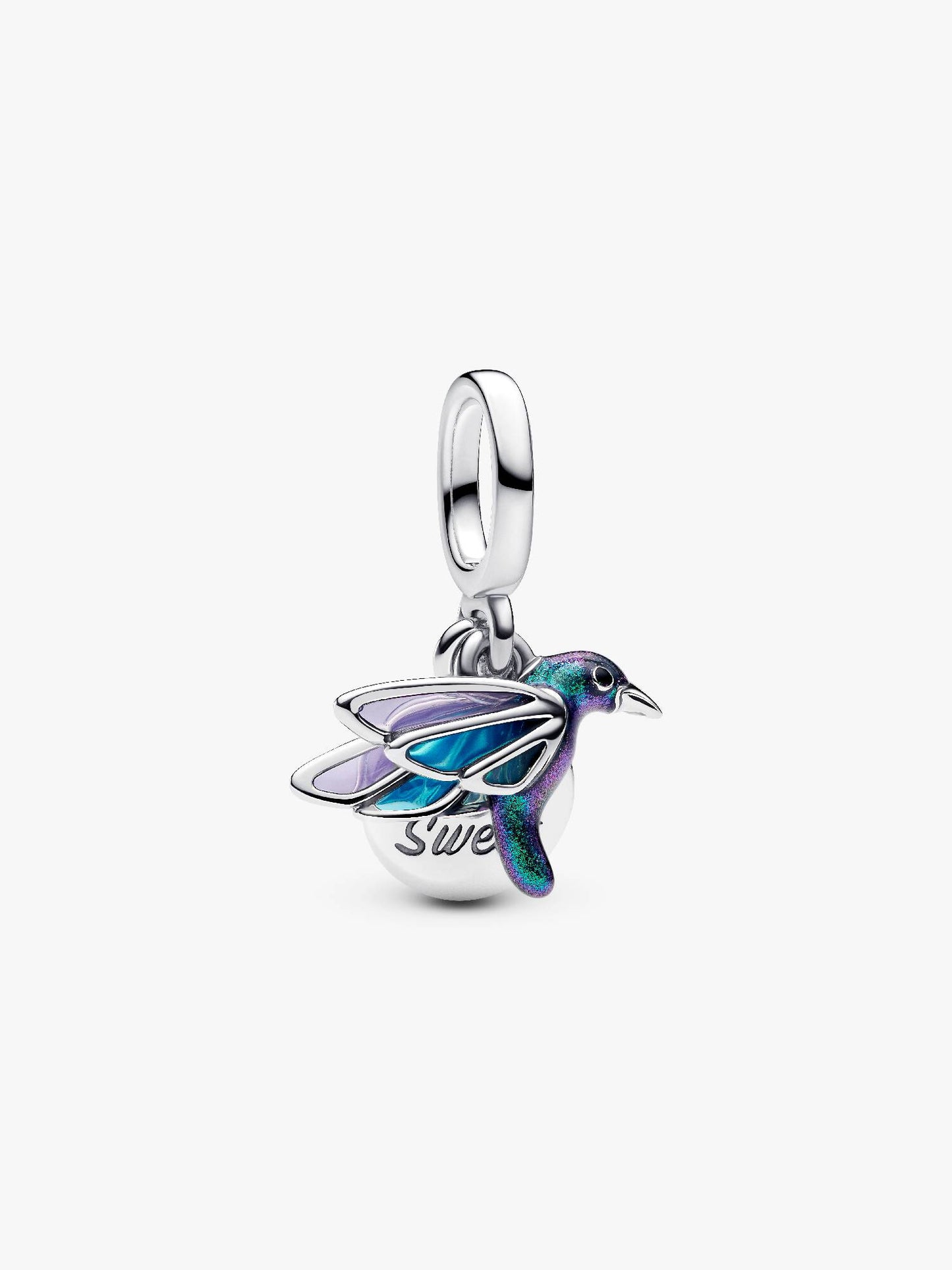 Hummingbird Sterling Silver Double Dangle Charm — Nature Bird Gift for Her | Pandora Compatible Charm Bracelet