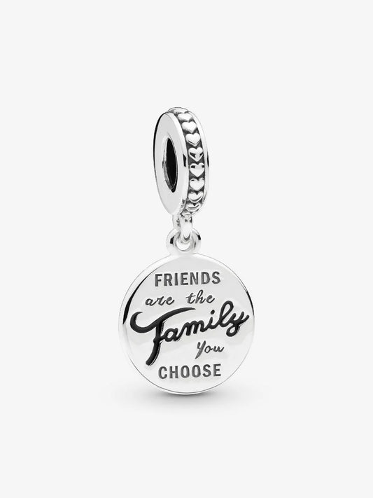 Friends Are Family Dangle Charm Hallmarked S925 Sterling Silver