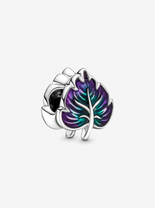 Purple & Green Leaf Hallmarked S925 Sterling Silver Charm — Nature Jewellery Gift | Charm Bracelet Compatible