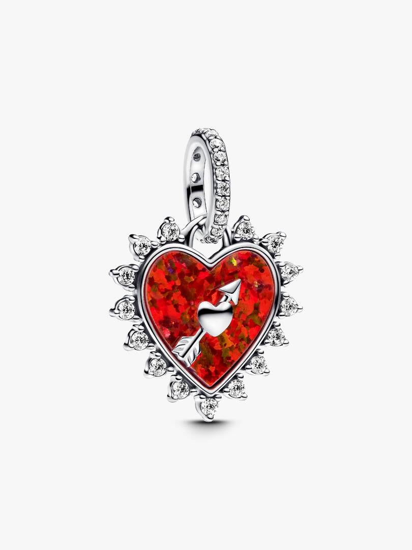 Spinnable Arrow Heart Dangle Charm S925 Sterling Silver