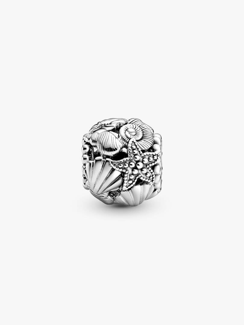 Openwork Starfish, Shells & Hearts Charm Sterling Silver S925 Hallmarked Bracelet Charm | Gift for Her