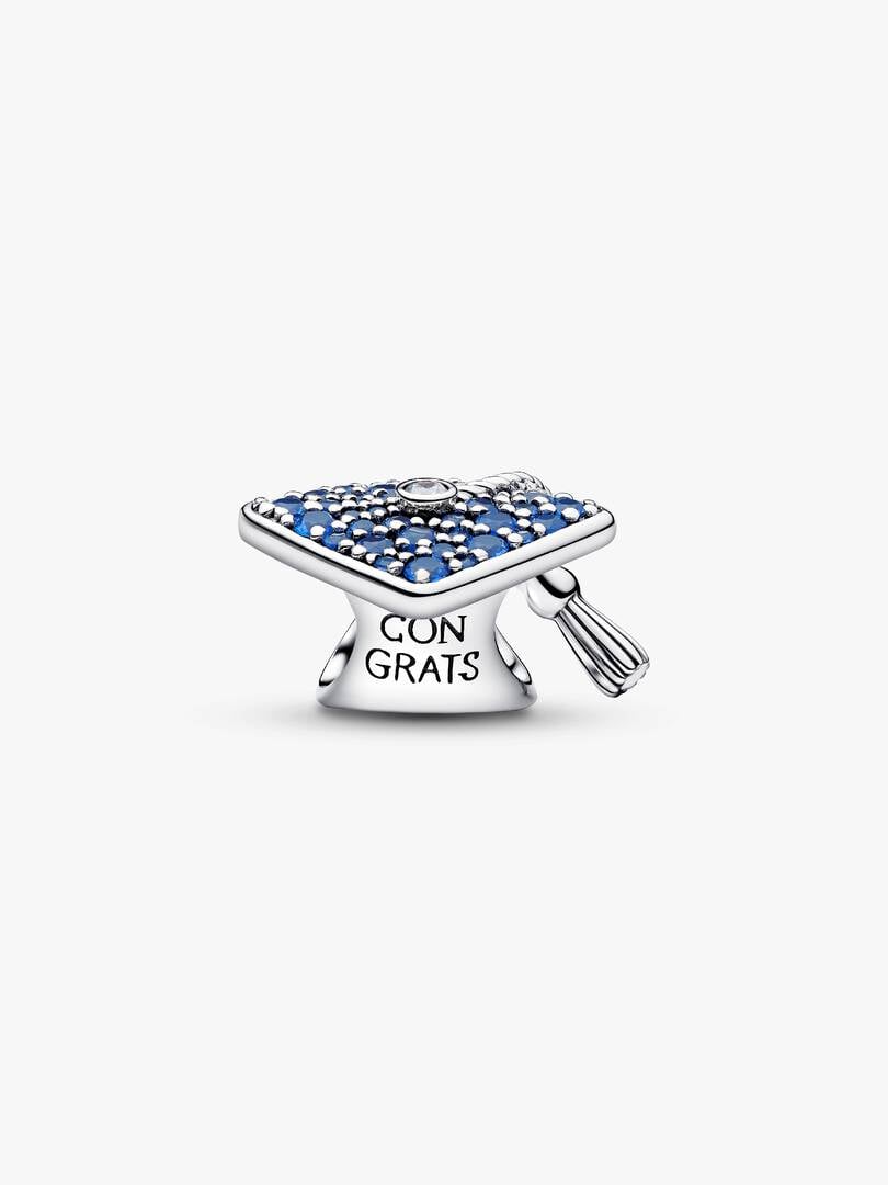 Sparkling Blue Graduation 2026 Charm Sterling Silver S925 Hallmarked Bracelet Charm | Gift for Her