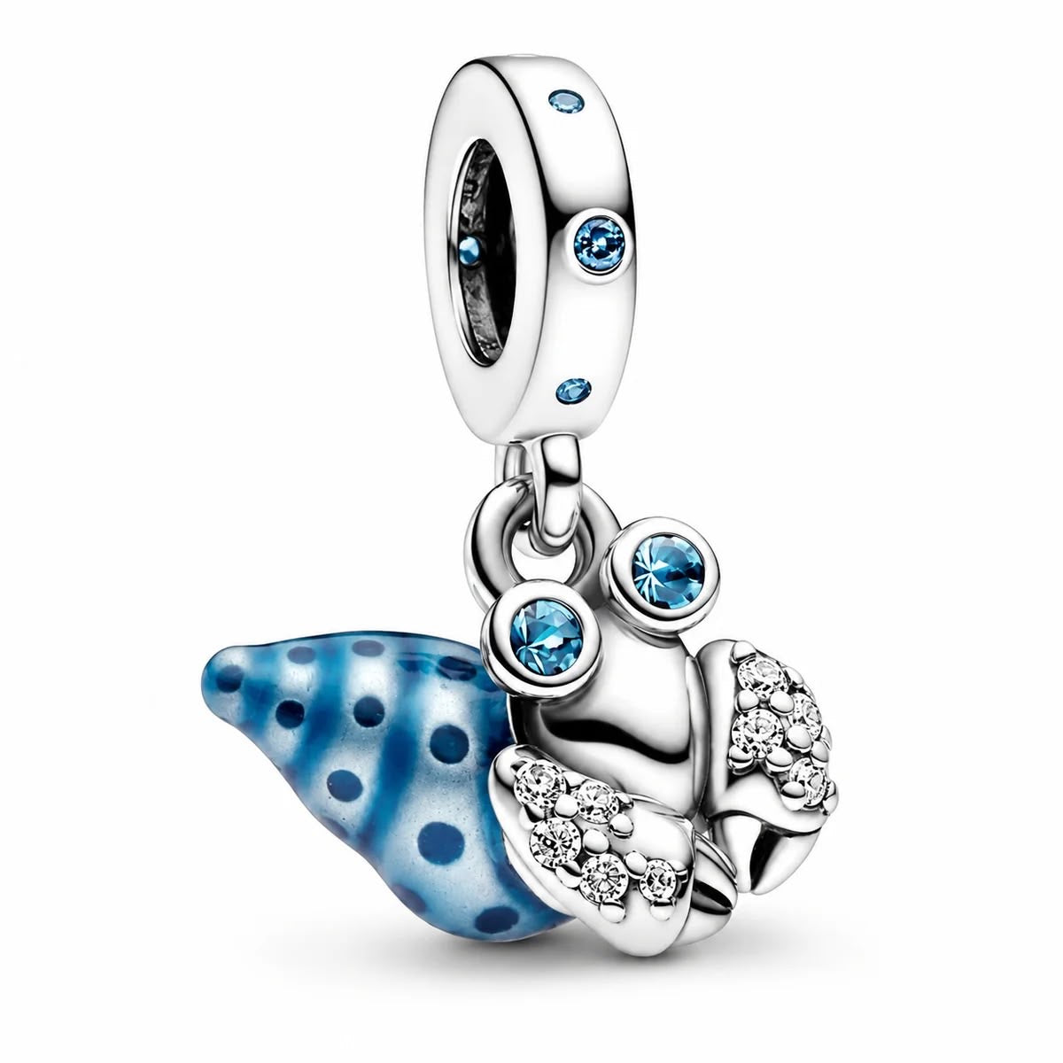 Glow-in-the-Dark Hermit Crab Dangle Charm S925 Sterling Silver