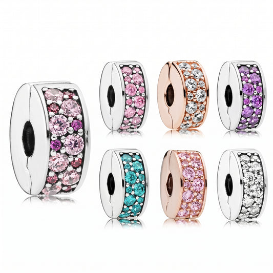 Round Clip Stopper Sterling Silver Safety Chain Charm Collection | Bracelet Security Jewellery | S925 Hallmarked Bracelet Charm