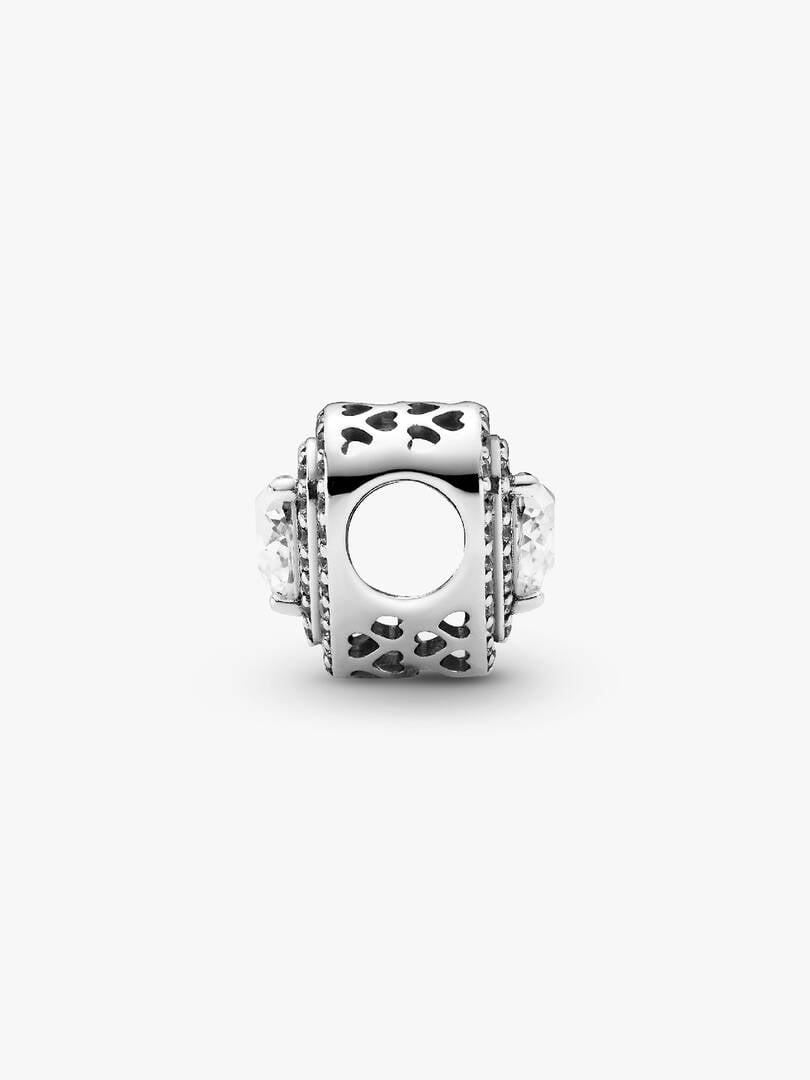 Sparkling Levelled Heart Charm Hallmarked S925 Sterling Silver | Elegant Love Jewellery Gift for Her | S925 Hallmarked Bracelet Charm