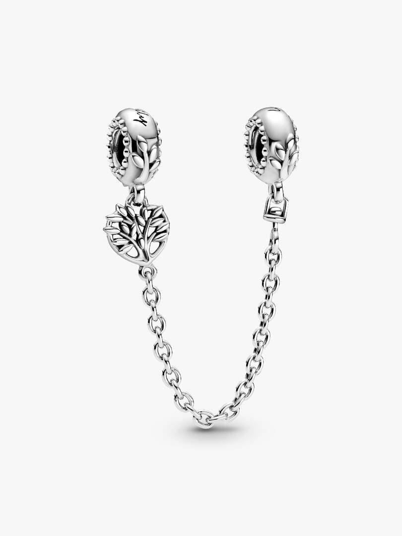 Family Heart Safety Chain Charm S925 Sterling Silver
