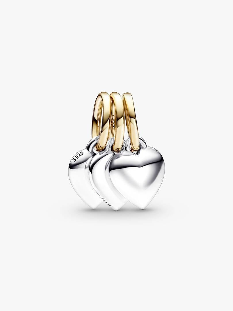 Two-Tone Splittable Friendship Triple Dangle Charm S925 Sterling Silver