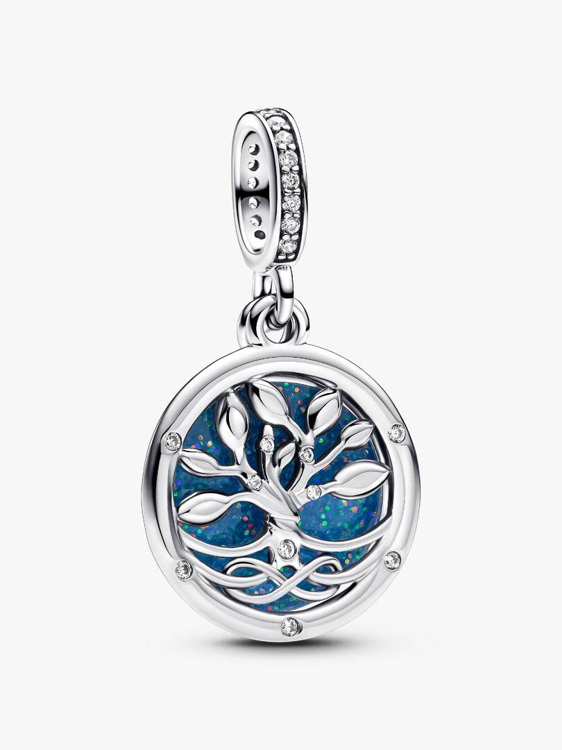 Glow in the Dark Infinity Tree Dangle Charm S925 Sterling Silver