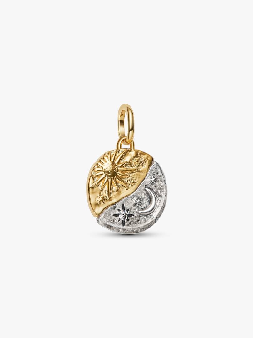 Sun & Moon Medallion Charm S925 Sterling Silver