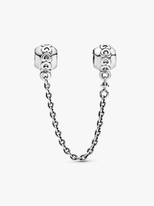 Love Connection Safety Chain Charm Hallmarked S925 Sterling Silver