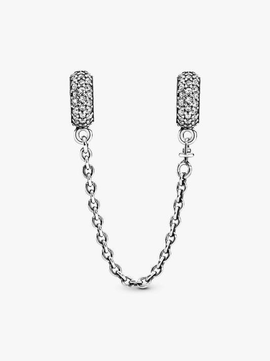 Sparkling Pave Safety Chain Charm S925 Sterling Silver