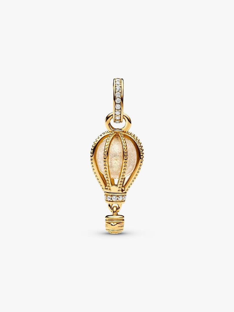 Sparkling Hot Air Balloon Hallmarked S925 Sterling Silver Dangle Charm | Travel Jewellery Gift for Him or Her | S925 Hallmarked Bracelet Charm