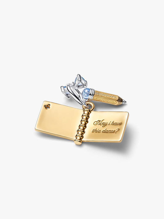 Bridgerton Dance Card & Pencil Dangle Charm Sterling Silver S925 Hallmarked Bracelet Charm | Gift for Her