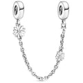 Daisy Safety Chain Charm Hallmarked S925 Sterling Silver