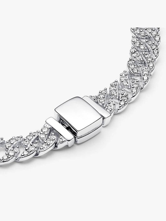 Timeless Pave Chain Bracelet featuring sparkling cubic zirconia stones Sterling Silver S925 Hallmarked Bracelet | Gift for Her