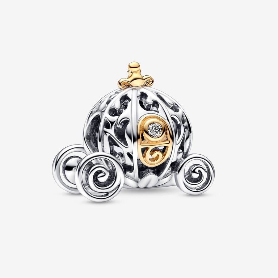 100th Anniversary Cinderella's Enchanted Carriage Charm Hallmarked S925 Sterling Silver