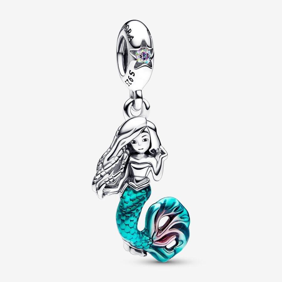 The Little Mermaid Ariel Dangle Charm Hallmarked S925 Sterling Silver