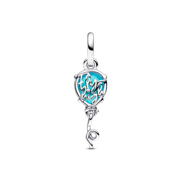 Blue Murano Glass Balloon Dangle Charm S925 Sterling Silver