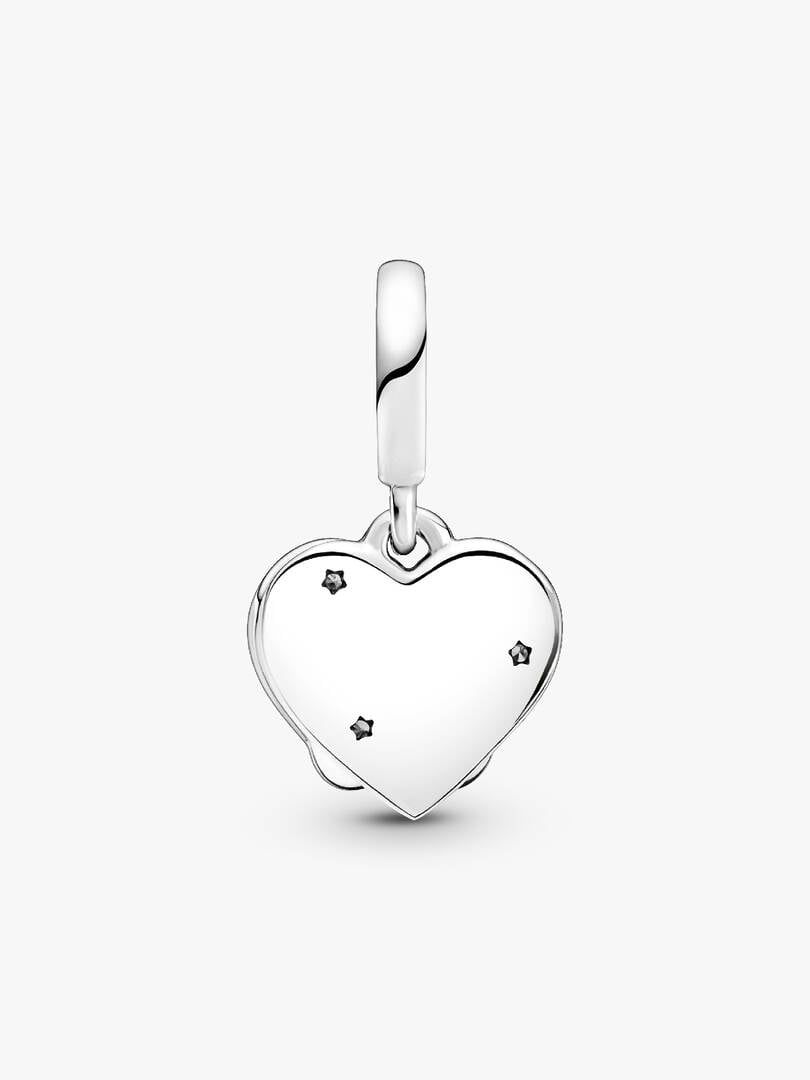 Cats & Heart Double Dangle Charm Hallmarked S925 Sterling Silver