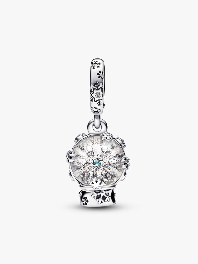 Snowflake Snowglobe Hallmarked S925 Sterling Silver Dangle Charm | Winter Jewellery Gift for Her | S925 Hallmarked Bracelet Charm