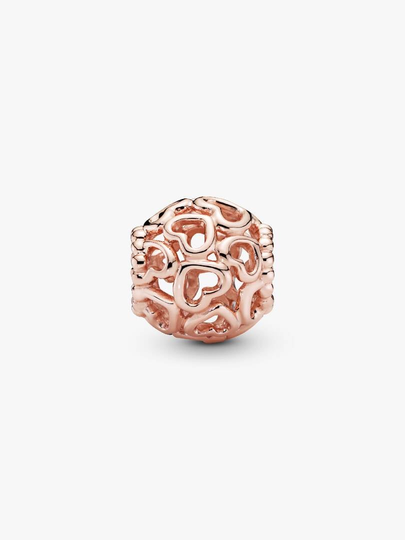 Rose Gold Hearts All Over Charm Sterling Silver S925 Hallmarked Bracelet Charm | Gift for Her