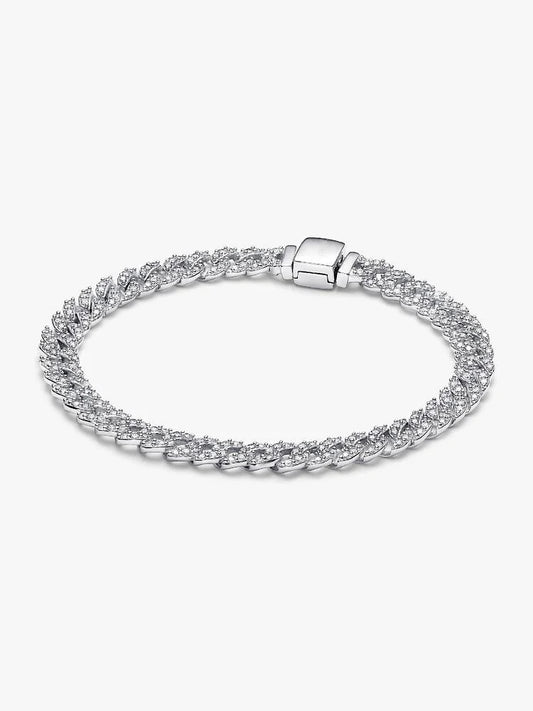 Timeless Pave Chain Bracelet featuring sparkling cubic zirconia stones Sterling Silver S925 Hallmarked Bracelet | Gift for Her