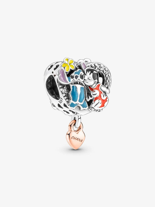 Disney Lilo & Stitch Ohana Charm Sterling Silver S925 Hallmarked Bracelet Charm | Gift for Her