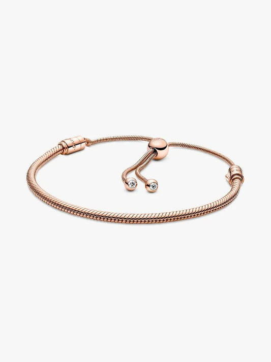Rose Gold Moments Snake Chain Slider Bracelet Sterling Silver S925 Hallmarked Bracelet | Gift for Her