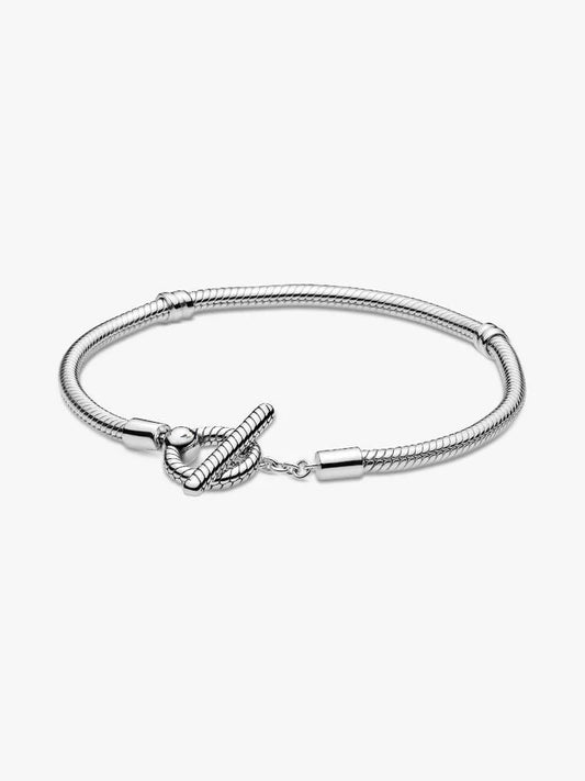 T-Bar Snake Chain Bracelet Sterling Silver S925 Hallmarked Bracelet | Gift for Her
