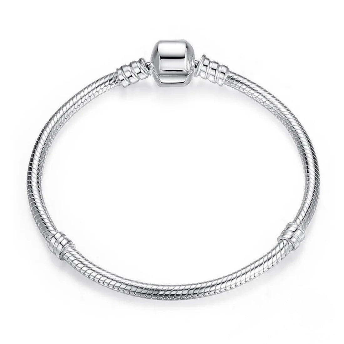 Barrel Clasp Snake Chain Bracelet Sterling Silver S925 Hallmarked Bracelet | Gift for Her