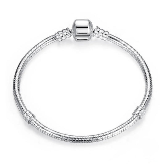 Barrel Clasp Snake Chain Bracelet Sterling Silver S925 Hallmarked Bracelet | Gift for Her
