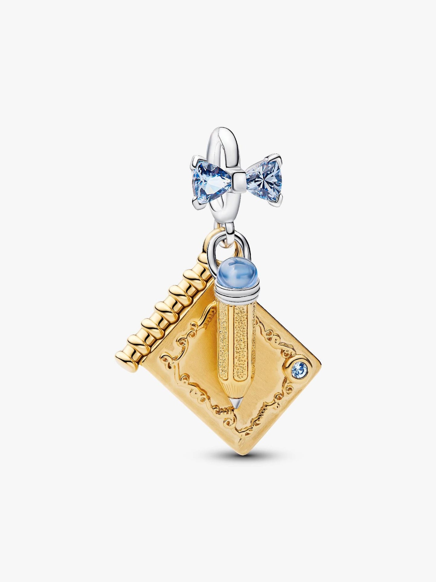 Bridgerton Dance Card & Pencil Dangle Charm Sterling Silver S925 Hallmarked Bracelet Charm | Gift for Her