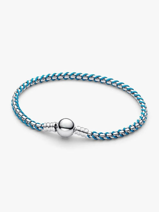 Blue Cord Box Chain Bracelet Sterling Silver S925 Hallmarked Bracelet | Gift for Her