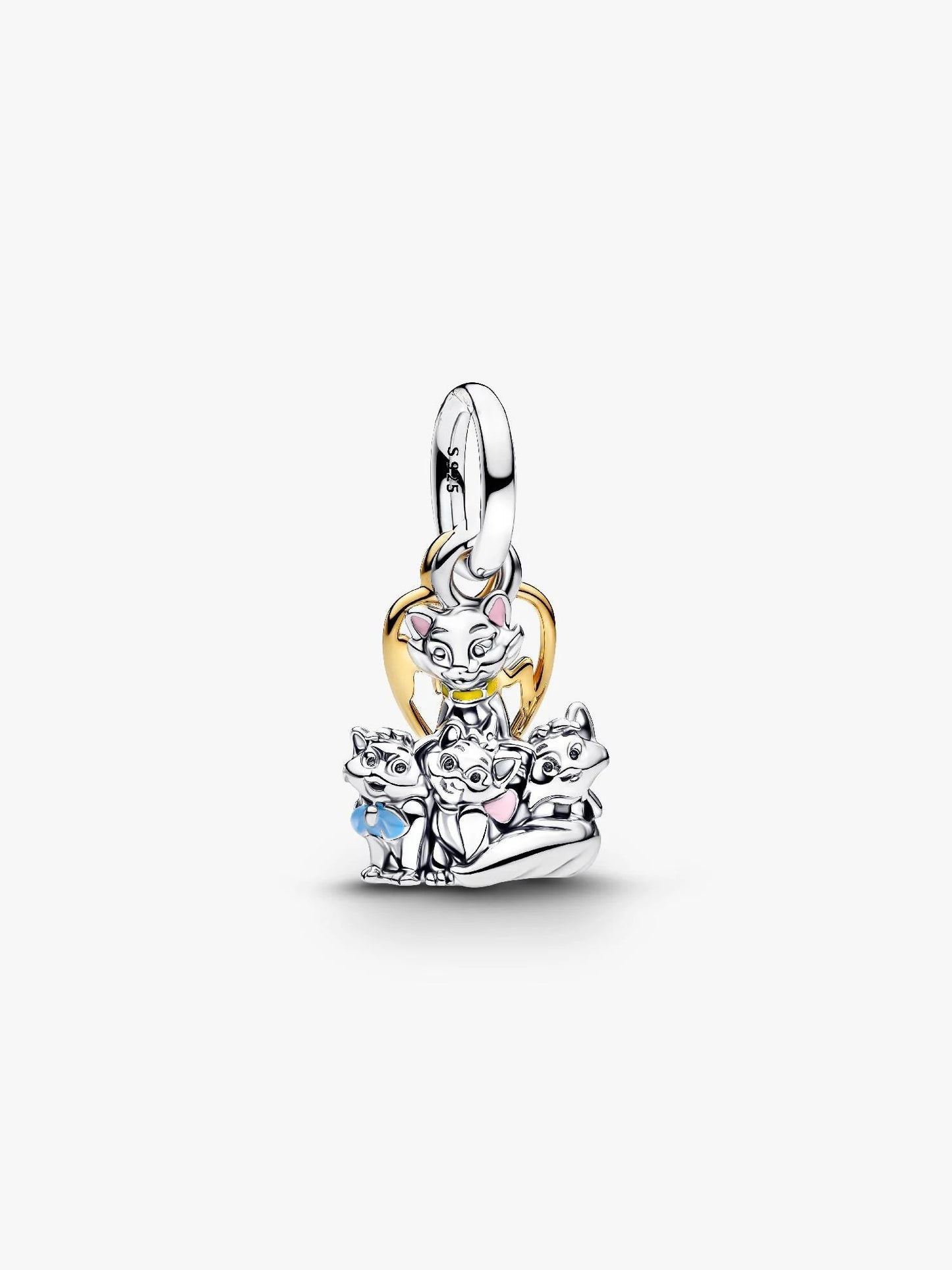 Disney Aristocats Duchess & Kittens Dangle Charm Sterling Silver S925 Hallmarked Bracelet Charm | Gift for Her