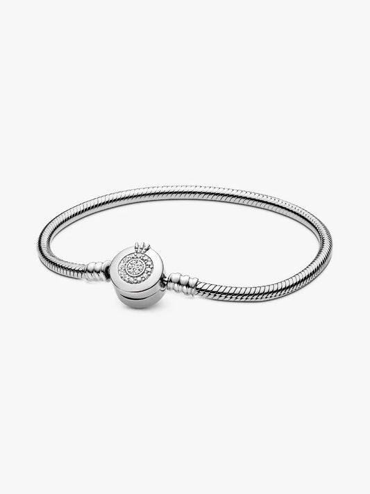 Sparkling Crown O Snake Chain Bracelet Sterling Silver S925 Hallmarked Bracelet | Gift for Her