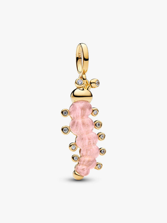 Pink Caterpillar Charm Sterling Silver S925 Hallmarked Bracelet Charm | Gift for Her