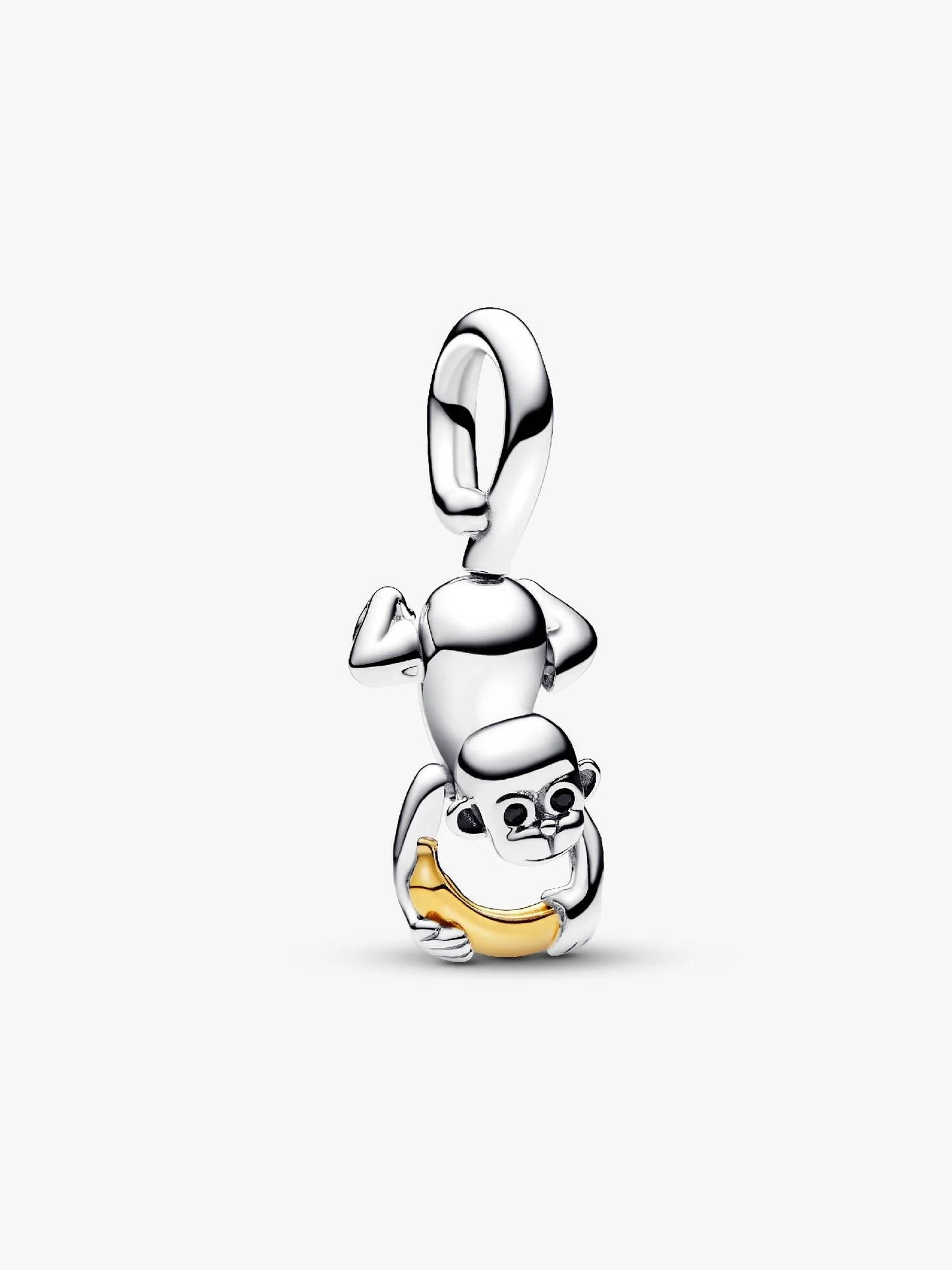 Two-tone Movable Monkey Dangle Charm Sterling Silver S925 Hallmarked Bracelet Charm | Gift for Her