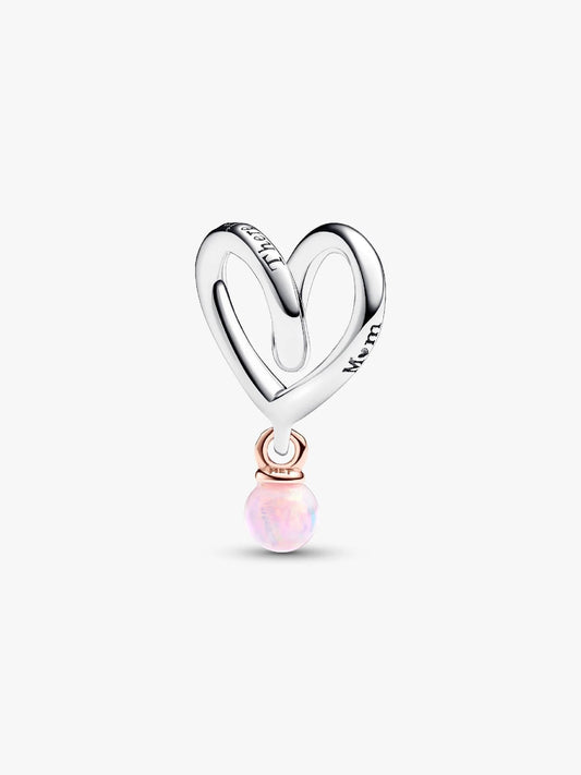 Mum Two-Toned Wrapped Heart Charm Sterling Silver S925 Hallmarked Bracelet Charm | Gift for Her